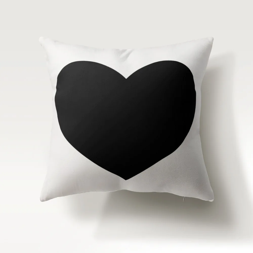 

45*45cm Cushion Cover Black and White Geometric Pattern Polyester Throw Pillow Cases for Sofa Car Coffee Home Decor Pillowcase