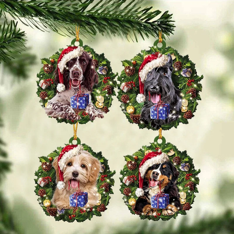 

Wooden Round Dog Shape Xmas Tree Pendants Merry Christmas Tree Pendant Listing Name DIY Natal Hanging Decoration New Year Gift