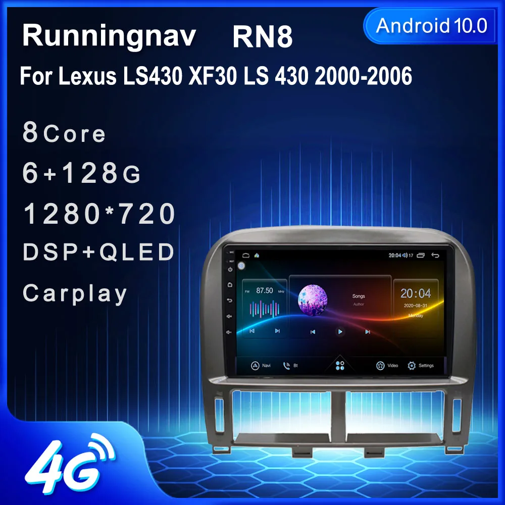 Runningnav-Radio Multimedia con GPS para coche, Radio con reproductor de vídeo, Android, para Lexus Ls430, 2003, 2004, 2005, 2006