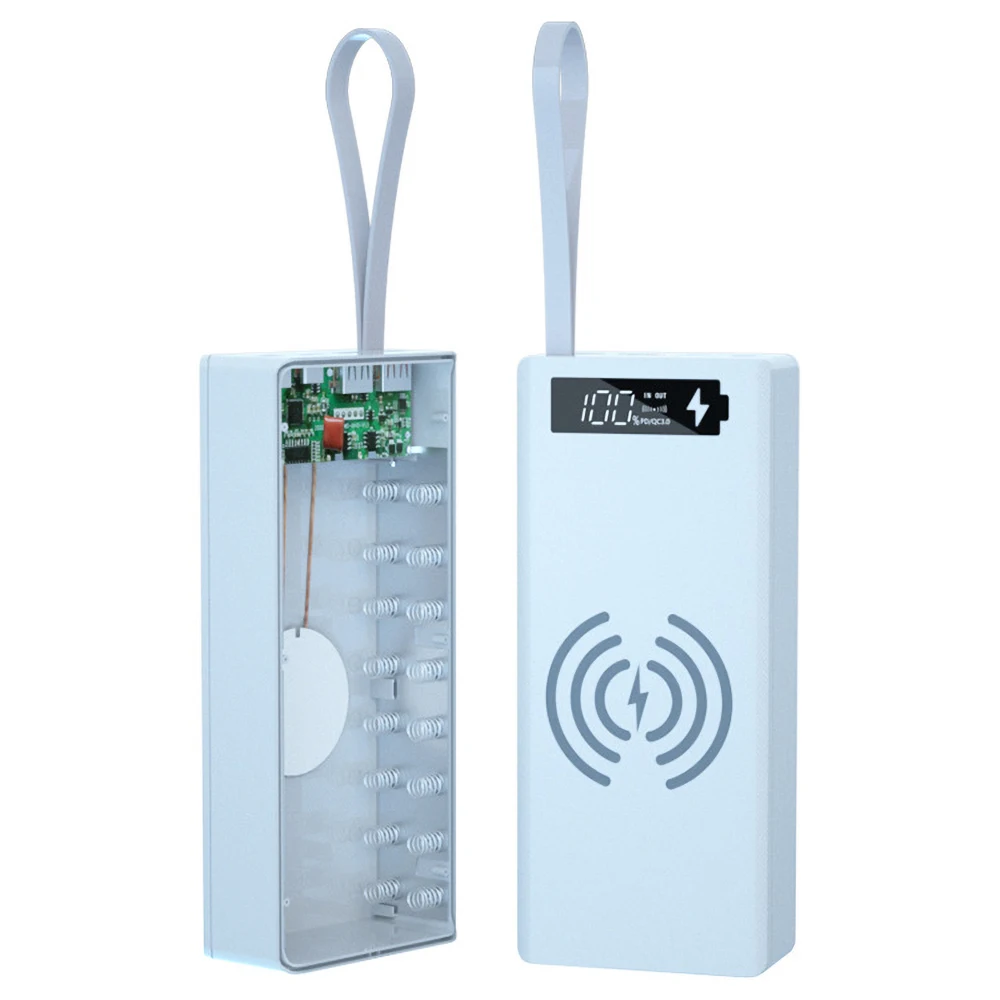 18650 Battery Charger Box Power Bank Holder Case Dual USB LCD Display Support Quick Wireless Charger Battery Shell Storage