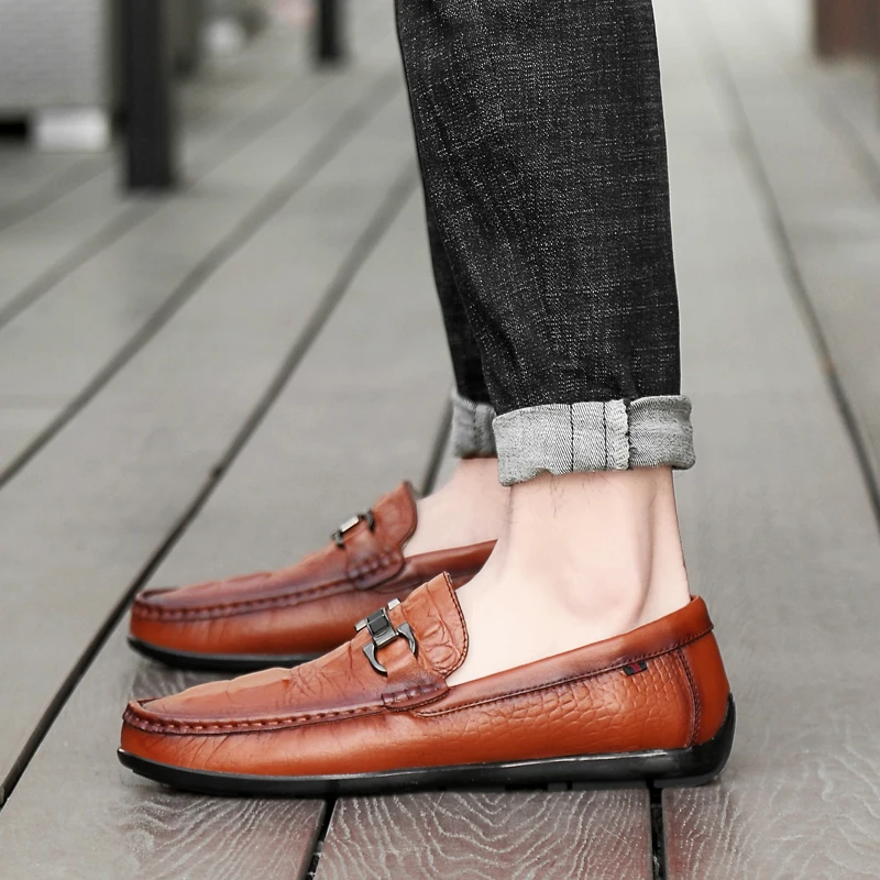 Men Shoes Loafers Real Leather Male Slip on Classic High Quality Luxury Light Business Driving Lofer Man | Обувь