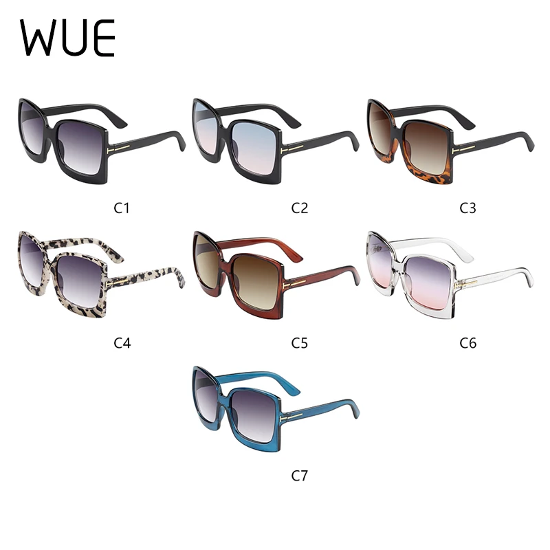 

New fashion oversized square sunglasses ladies retro black T-frame sunglasses men's luxury brand black shade UV400