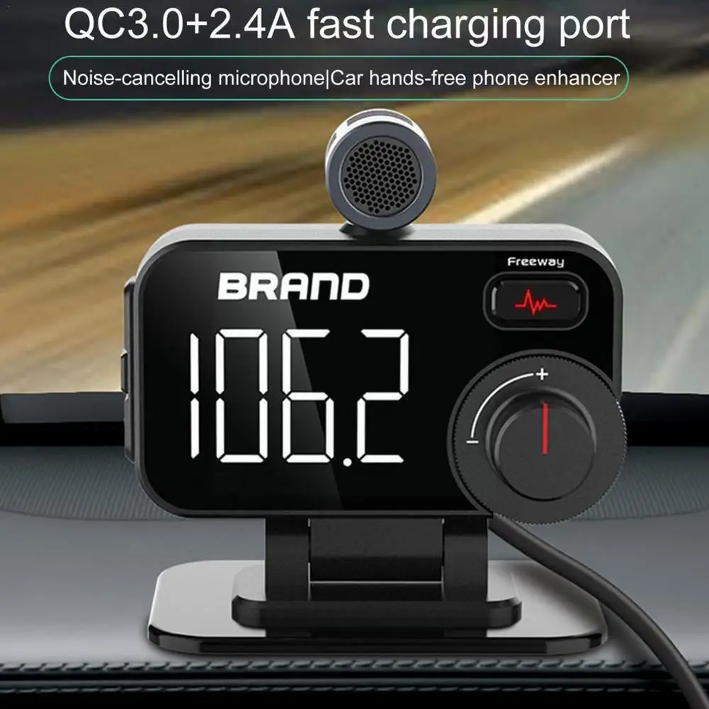 

BT92 FM Transmitter With External Microphone/noise Charger Card Player Reduction/TF ABS 5.0 MP3 O3A1