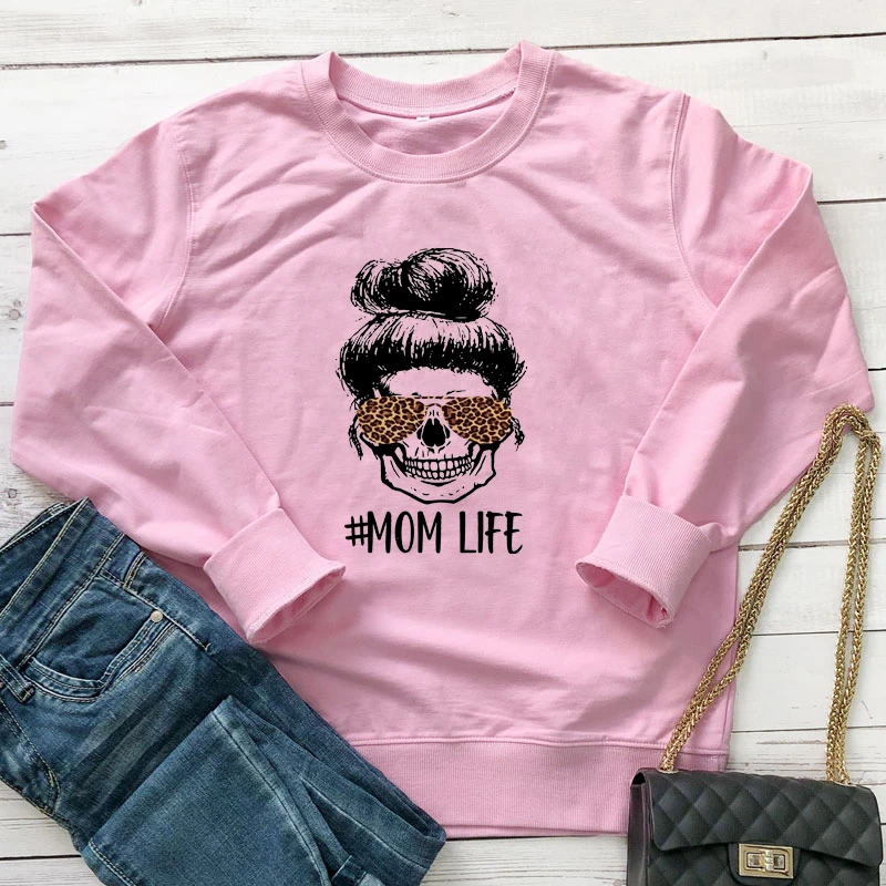 С леопардовым принтом Мама Жизнь Толстовка Модные женские туфли с длинным