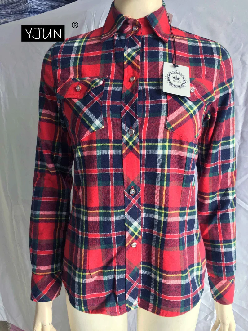 Женская зимняя бархатная Толстая утепленная клетчатая блузка с длинным рукавом