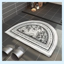 Tapete em semicírculo para sala de estar, estilo clássico, leopardo, pássaros, padrão, personalizado, decoração de casa, quarto, retrô, banheiro (2)