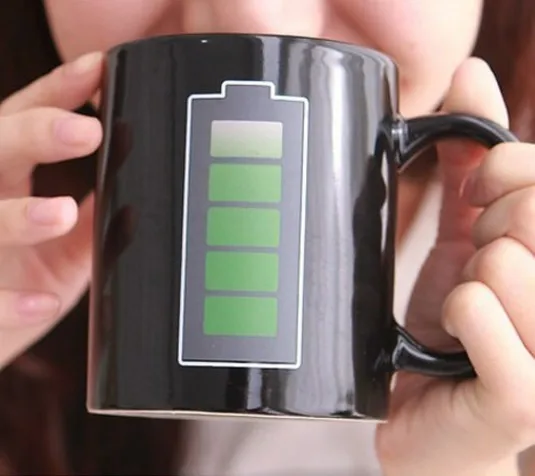 

Battery Magic Mug Positive Energy Color Changing Cup Ceramic Discoloration Coffee Tea Milk Mugs Novelty Gifts