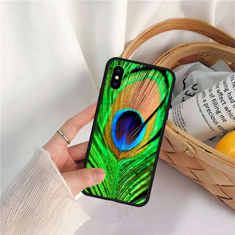 

blue green peacock feathers Phone Case for iPhone 11 12 pro XS MAX 8 7 6 6S Plus X 5S SE 2020 XR