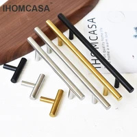 ihomcasa quality t bar kitchen cabinet pulls stainless steel brushed black gold handles furniture wardrobe cupboard drawer knob