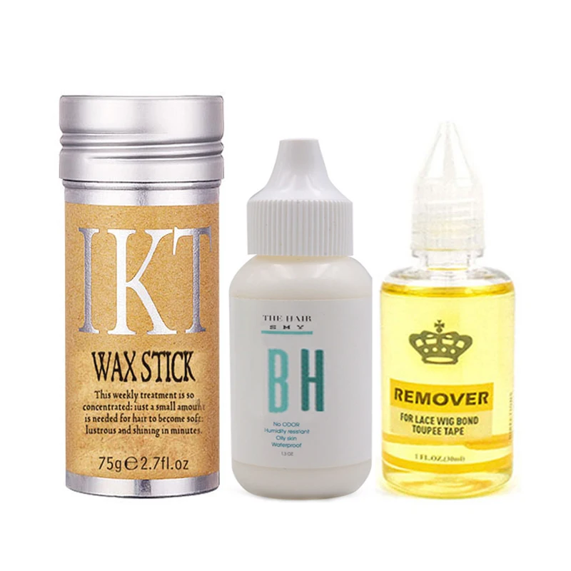 

75G Hair wax stick+38ML bond lace wig glue+Remover For Men's toupee/bobo wig adhesives wig glue waterproof hair glue kits