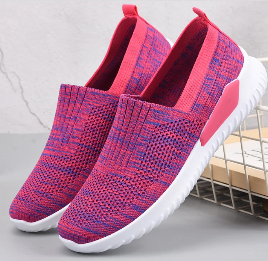 

Women Outdoor Sweet Flats Shoes Breathable Mesh Sneakers Shoes For Female Slip-on Fashion Ladies Walking Shoes