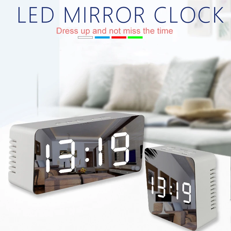 Alarm Clock LED Digital Mirror Time Temperature Large Electronic Display Bedroom Desk | Красота и здоровье
