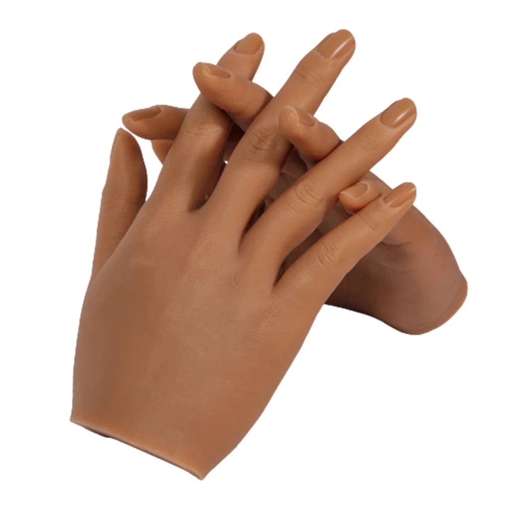 1PCS Silicone Nail Art Training Hand Fake Natural Nail Manicure Tool Practice Model Display Finger Flexible Finger Adjustment enlarge