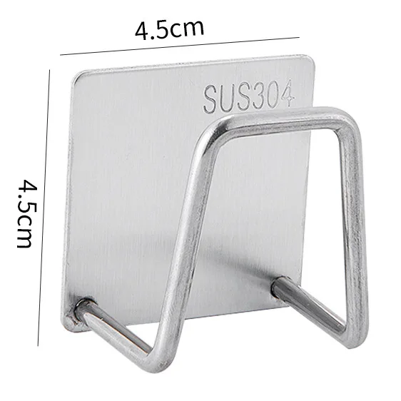 

304 Stainless Steel Free Punching Strong Creative Hook Metal Creative Plug Storage Rack Kitchen Sponge Draining Holder 1PC