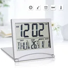 Складной цифровой будильник с ЖК-дисплеем, Настольная метеостанция, температурные мини-часы для путешествий
