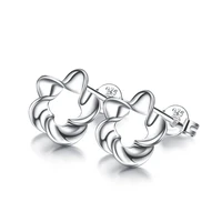 925 sterling silver stud earrings for woman fashion jewelry retro simple plum leaf stud earrings