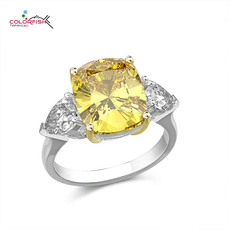 Цветная рыбка Подушка с грушевым деревом 8 карат три камня обручальное кольцо 925