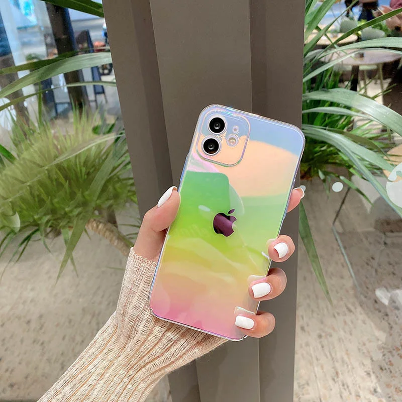 Fashion High quality  Rainbow laser soft silicon Phone Case For apple iPhone 13 12 Pro Max  X XS XR 11 SE Mini 7 8 Plus serises