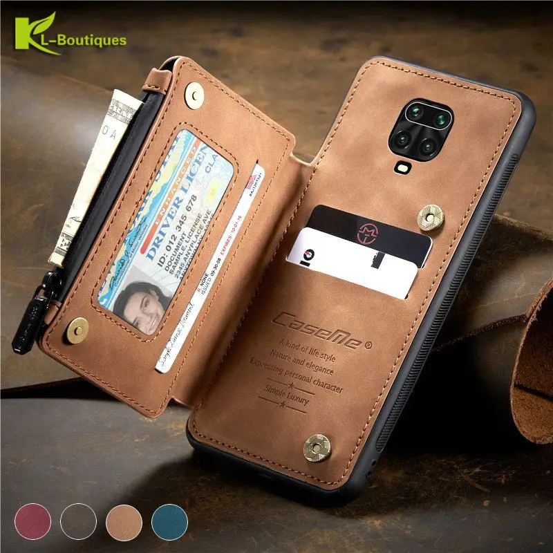 Redmi Note 9 Pro Luxury Zipper Wallet Case for Xiaomi Redmi Note 9 8 Pro Max Note 9s Case CASEME Leather Card Back Funda Cover