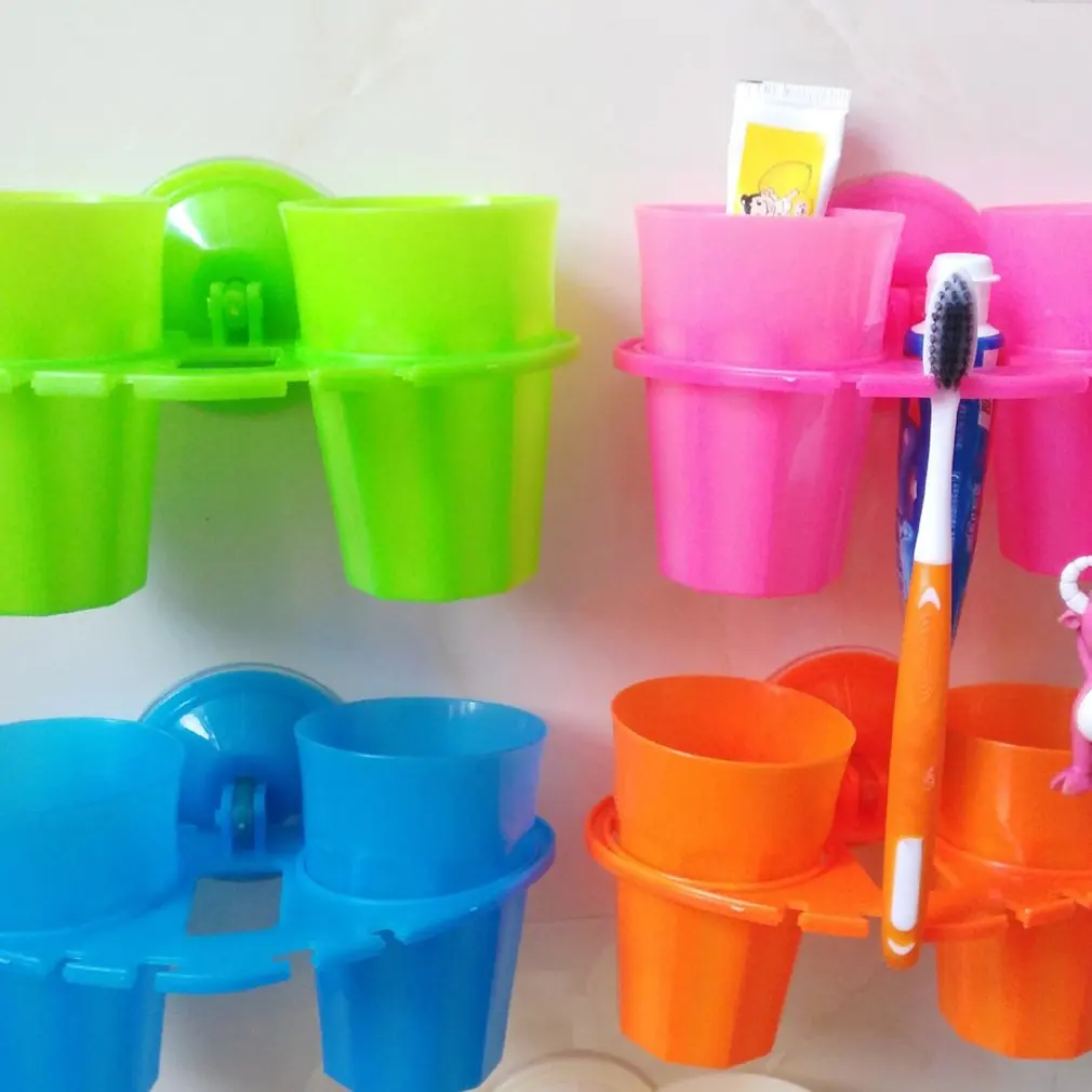 Creative suction cup toothbrush holder mouth couple brushing teeth bathroom wash set rack | Дом и сад