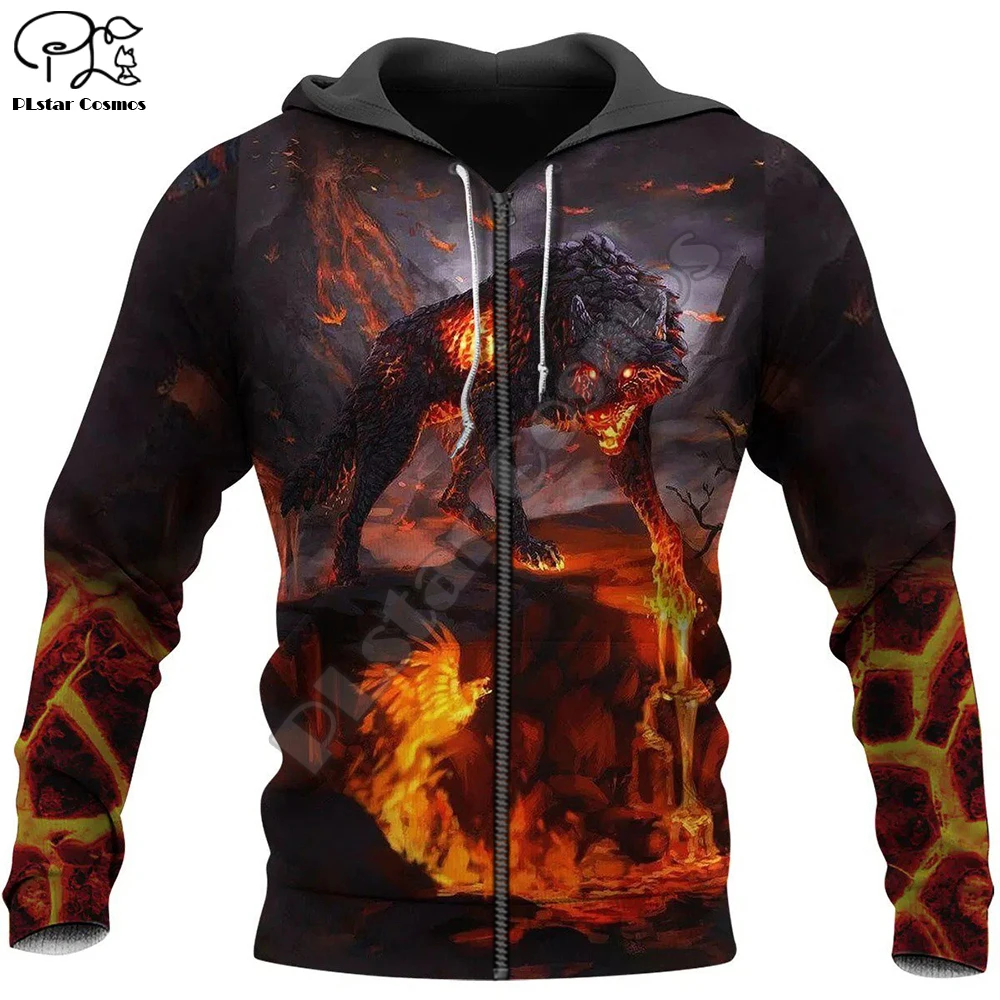 

PLstar Cosmos 3DPrint Hunter Hunting Wolf Animal Doom Harajuku Streetwear Man/Woman Unisex Funny Zip Hoodies/Sweatshirt-a10