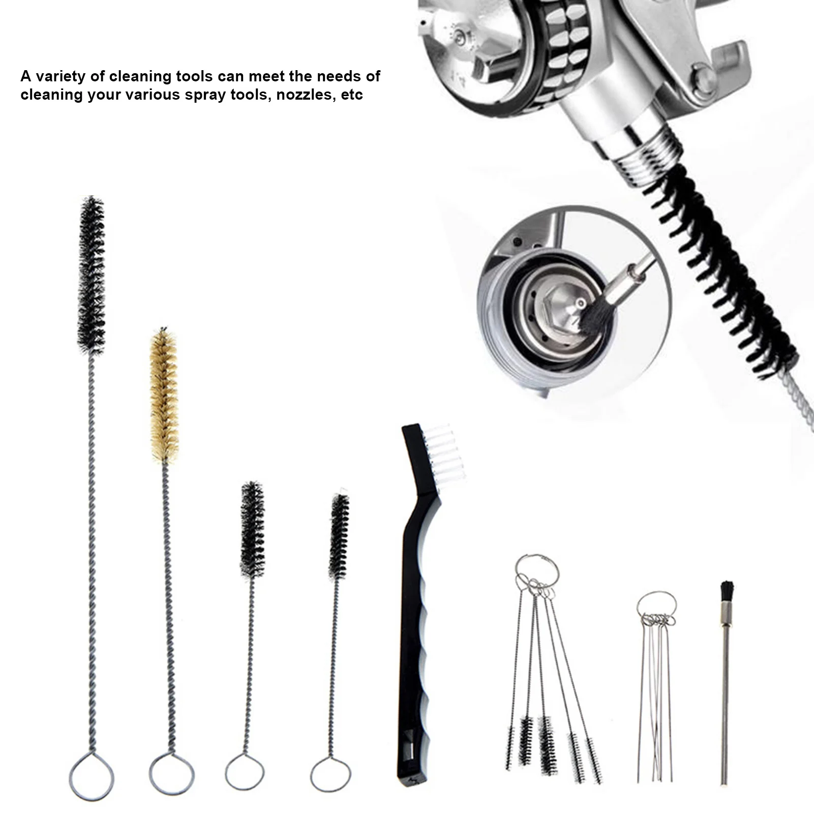 

17 шт Аэрограф WENXING распылитель насадка для очистки набор инструментов для ремонта иглы и набор кистей распылительные пистолеты чистые аксе...