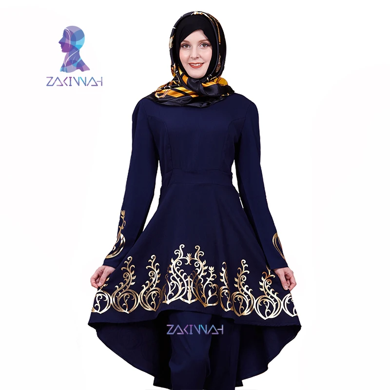 ZK009 модный мусульманский однотонный топ с горячей штамповкой и позолоченным