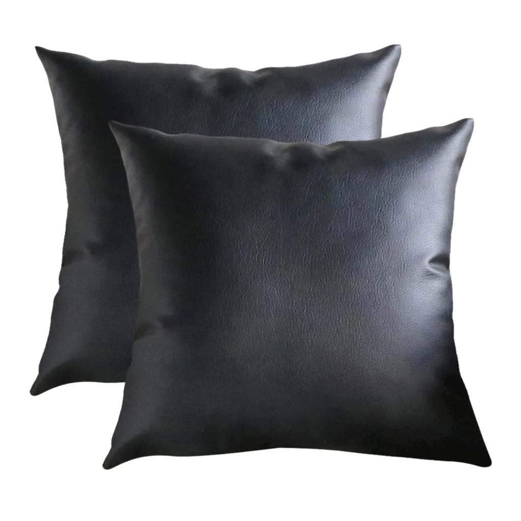 2pc Faux Leather Cushion Covers Home Decor Throw Pillowcase Sofa Luxury Solid Pillow Cover Cojines Decorativos Para Sofá | Дом и сад