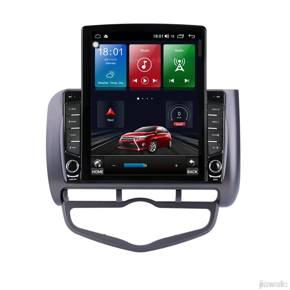 

9.7" octa-core tesla style vertical screen Android 10 Car GPS video Multimedia for Honda fit Jazz automatic AC 2001-2008
