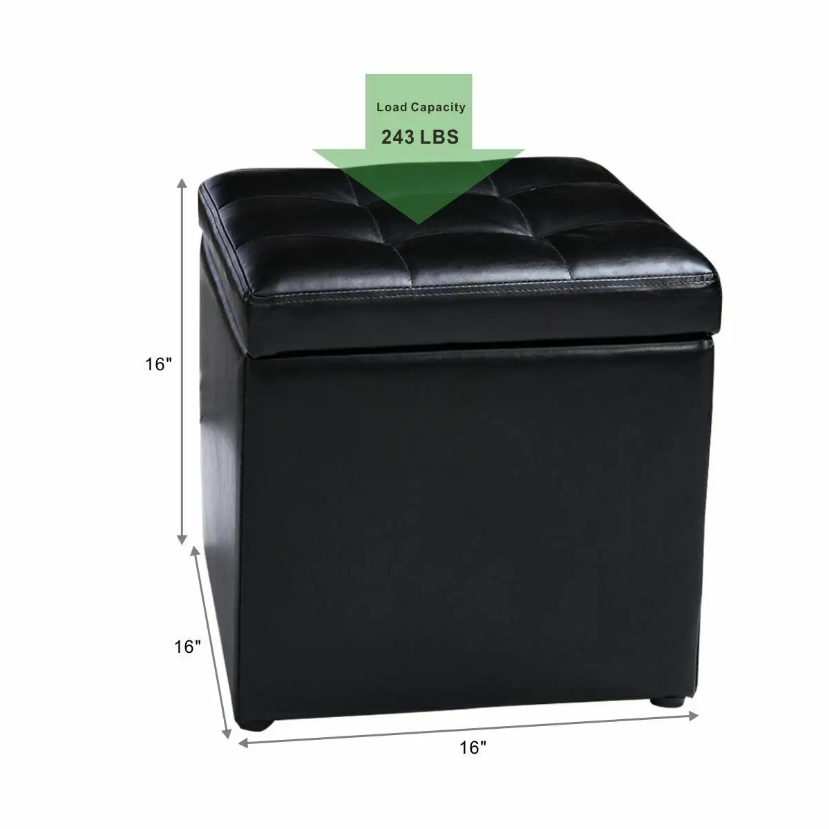 Costway 16'ɼube Ottoman Pouffe Storage Box Lounge Seat Footstools with Hinge Top black | Мебель