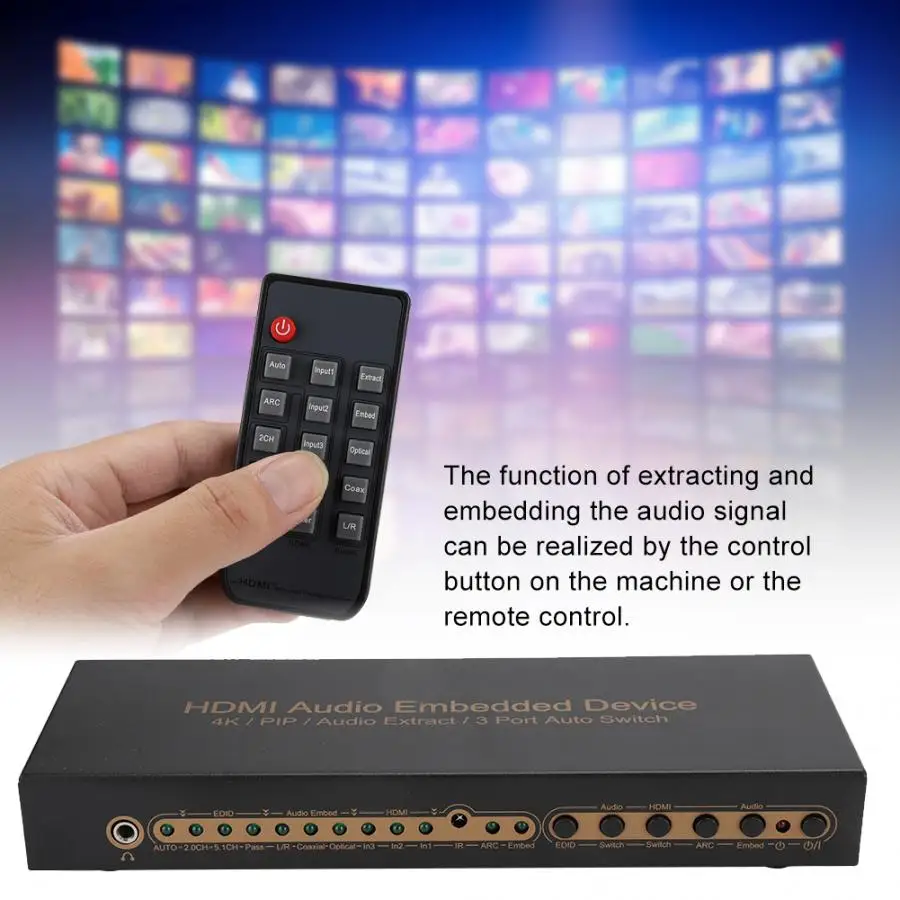 Цифровой оптический аудио экстрактор HDMI 3x1 адаптер преобразователь встраиваемое