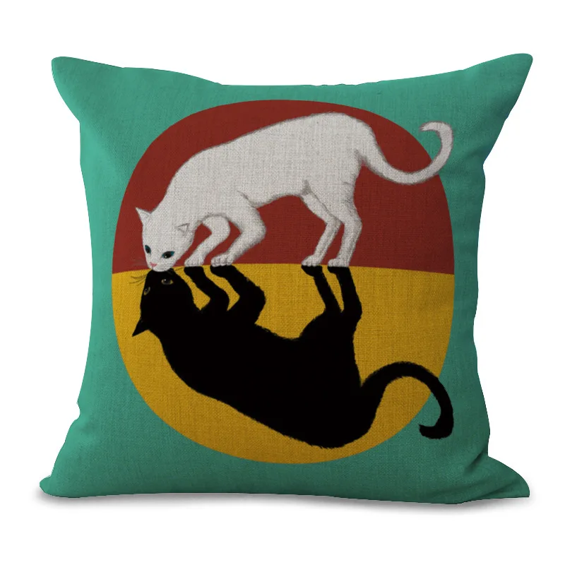Наволочка с рисунком кота на подушку размером 45*45 яркие диванные подушки