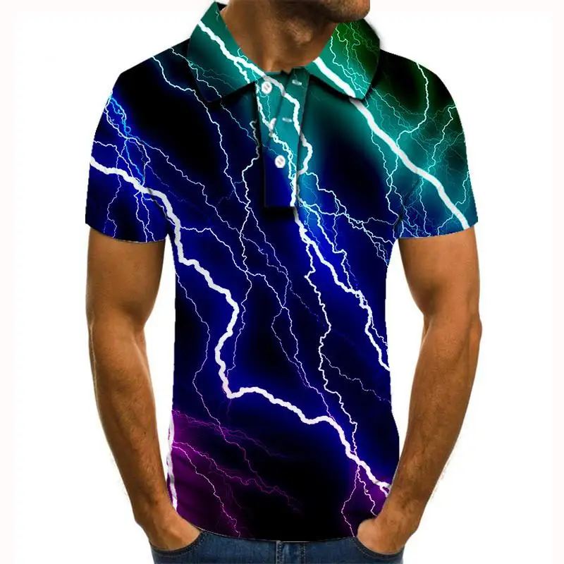 

2020 New Man Polo Shirt Mens Casual Polo shirt Men Short Sleeve polo homme lightning 3d printed polo men polo t shirt for men