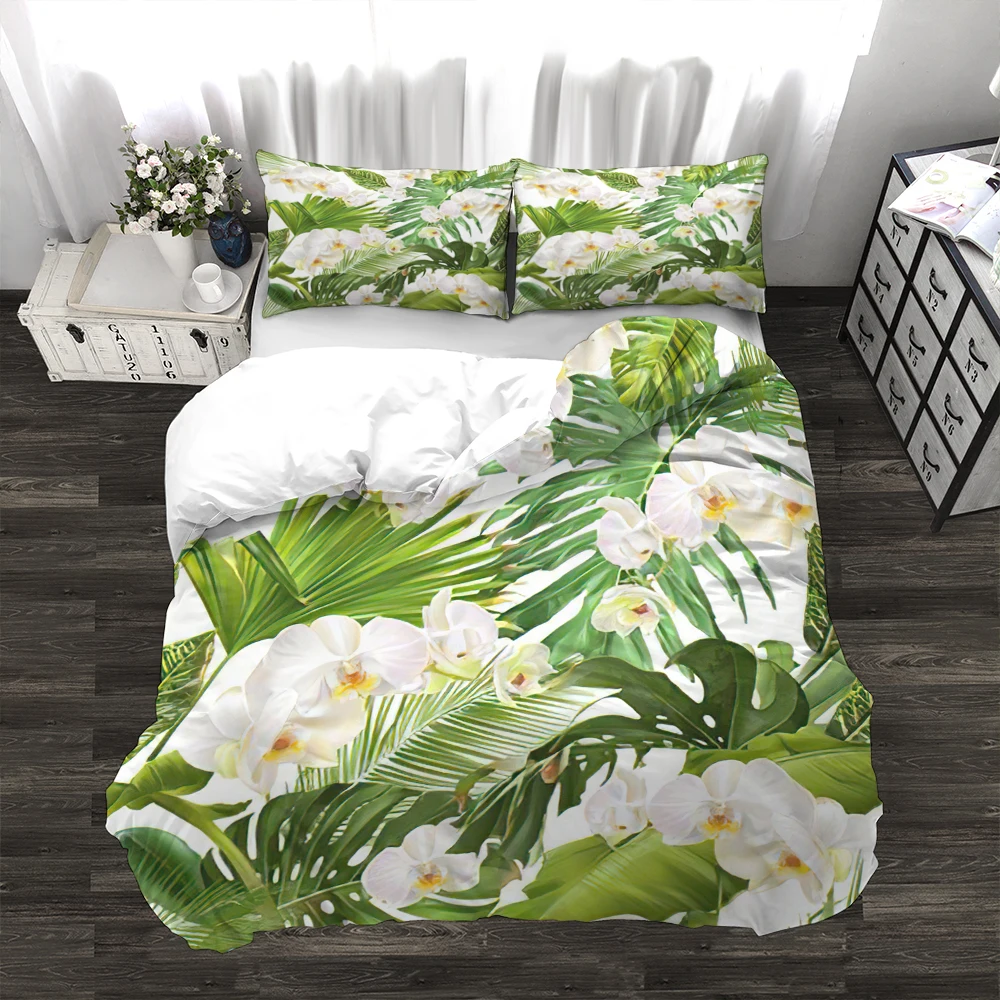 

Polyester Floral Rose Tropical Leaves Pattern 3pcs Duvet Cover Sets 3D Print Fancy Designs Bedding Set AU US UK Size
