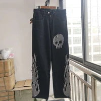 wide dark skeleton pants denim waist wash new streetwear straight womens high tube jeans leg spring shengpalae trendy wash jea