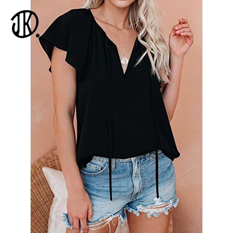 

Sexy Floral V-neck T-shirt Ladies Elegant Printed Top Loose Short Sleeve Summer T Shirt For Streetwear Plus Size Pullovers Tees