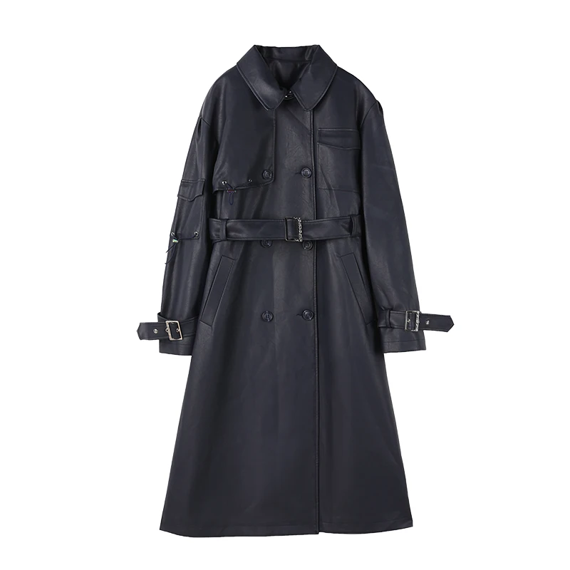 

Trench Coat For Women Windbreaker Female Atmosphere Superior Spring Autumn Loose Casual Over Knee Leather Trench Women Coat