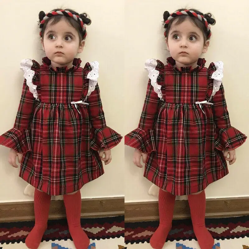 Christmas Newborn Baby Kids Girls Clothing Red Plaid Little Sister Romper Big Dress Xmas Costumes Autumn New | Мать и ребенок