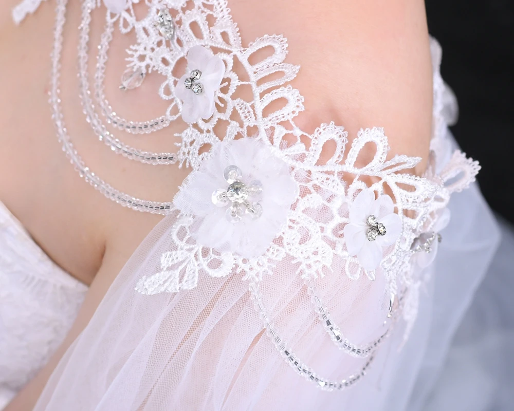 

TOPQUEEN G04T 3 meters Women's Long Capes for Wedding Lace Flower Chiffon Bridal Shawls Wraps for Formal Party Evening Bolero