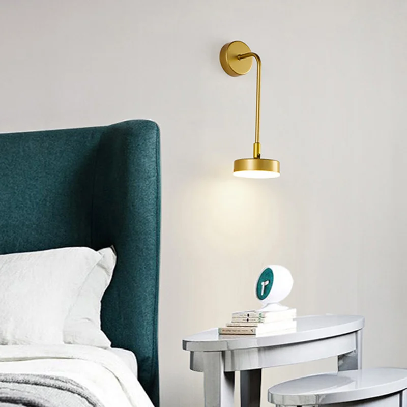 Поворотный Настенный светодиодный светильник черного и золотого цвета