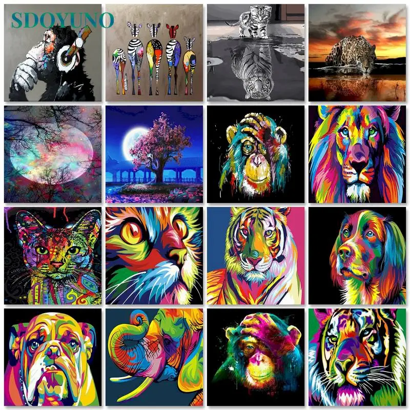 

SDOYUNO Oil Painting by numbers Original gifts Paintings On Number Animals painting numbers Handicraft Handiwork Art Picture Dra