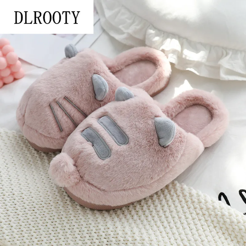 Тапочки для мальчиков и девочек милые зимние теплые на плоской подошве детские