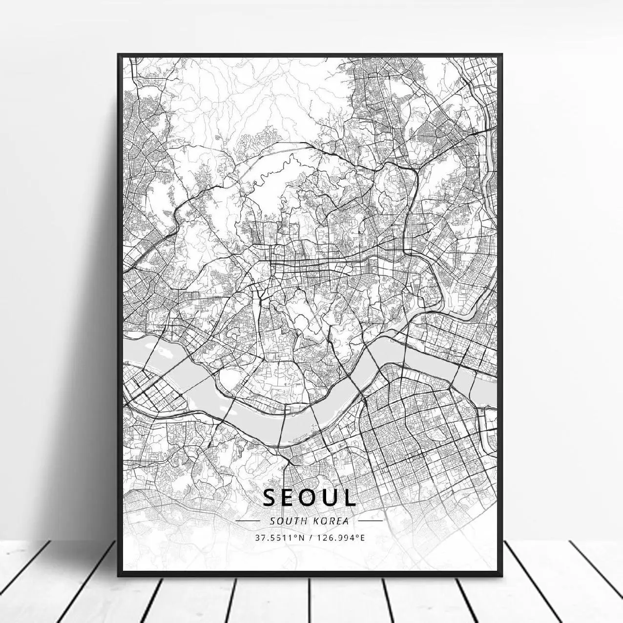 Сеульский Daegu Cheongju Sputh корейский холст Художественная карта постер|Рисование и