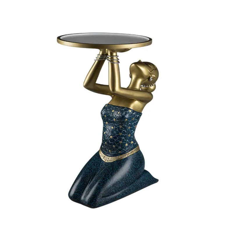 

Resin Kneeling Girls Figurine Storage Tray Floor Stand Figurine Living Room Decor Sculpture Nordic Modern Home Decoration Statue