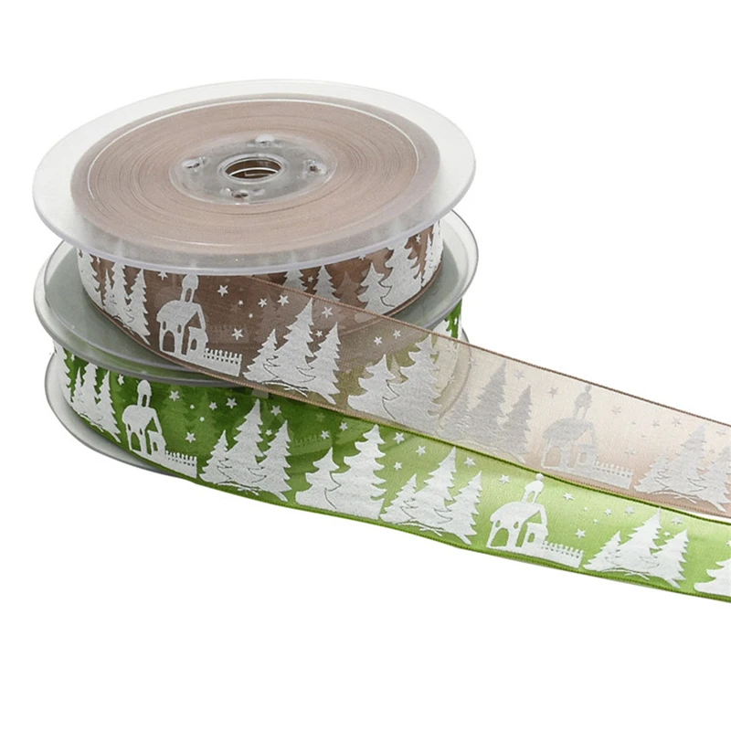 5 ярдов 25 мм золотые ленты из органзы для рождественской елки лента рукоделия