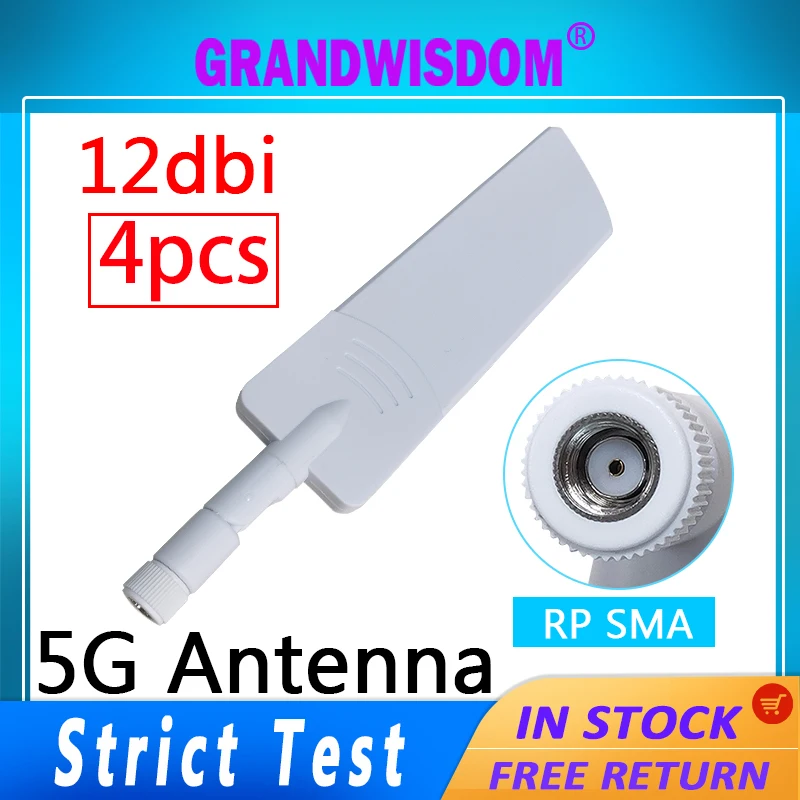 

GRANDWISDOM 4pcs 5G antenna 12dbi sma female wlan wifi 5ghz antene pbx iot module router tp link signal receiver antena
