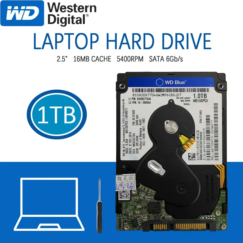 WD 1TB Laptop Hard Drive Blue Disk Computer Internal HDD HD Harddisk SATA III 16MB Cache 5400 RPM 2.5&quot for Notebook PS4 |