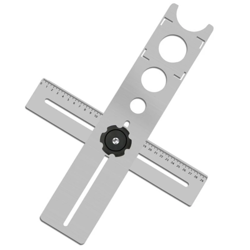 

Stainless Steel Ceramic Tile Hole Locator Ruler Adjustable Punching Hand Tool for House Decorated Work Multi-Functional Ruler