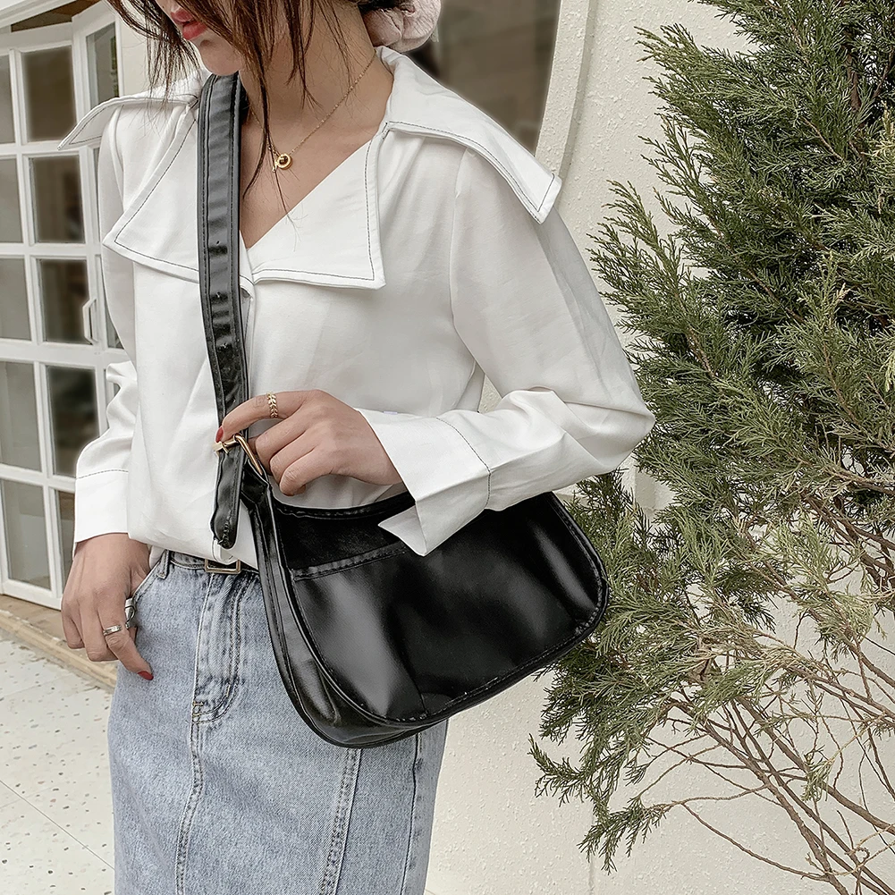 

Vintage Women Bag Solid Color Shoulder Messenger Ladies PU Leather Handbag Purse Small Shoulder Bags Ladies Messenger Bag