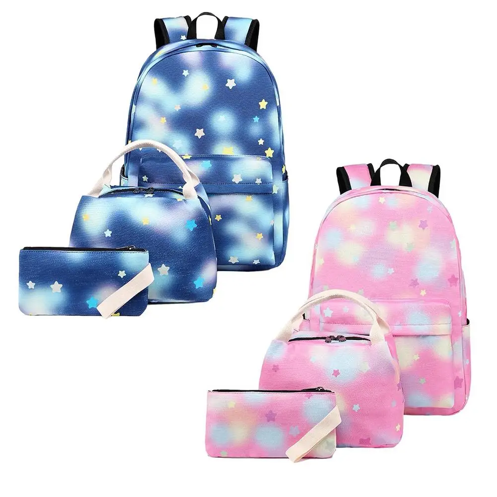

School Backpack Set With Pencil Case Lunch Bag Student Fashion Printed School Bag For Girl Kids Shoulder Bag Women Backpack
